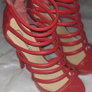 Red strapped heels
